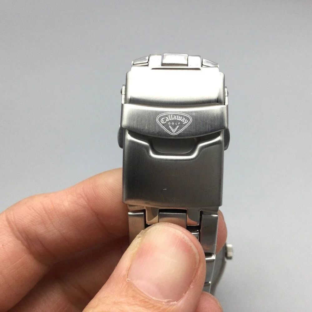 Callaway Golf Watch Mens 39mm Silver Tone Date New Battery 7.25" - Picture 9 of 12